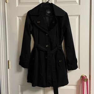 Tower by London Fog Black Trench Coat Removeable Hood